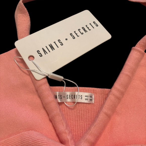 SAINTS + SECRETS HALTER TOP Pink bow bodysuit summer pool beach size medium NWT! - Picture 6 of 9